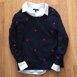 Brand new Italian merino blend embroidery heart sweater